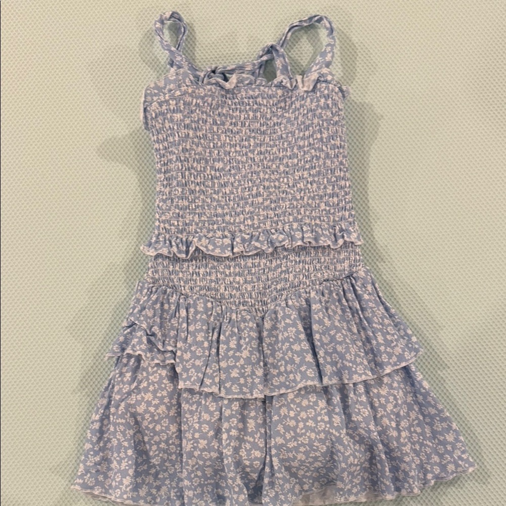 Katie J NYC Purple Smocked Ruffled Sundress